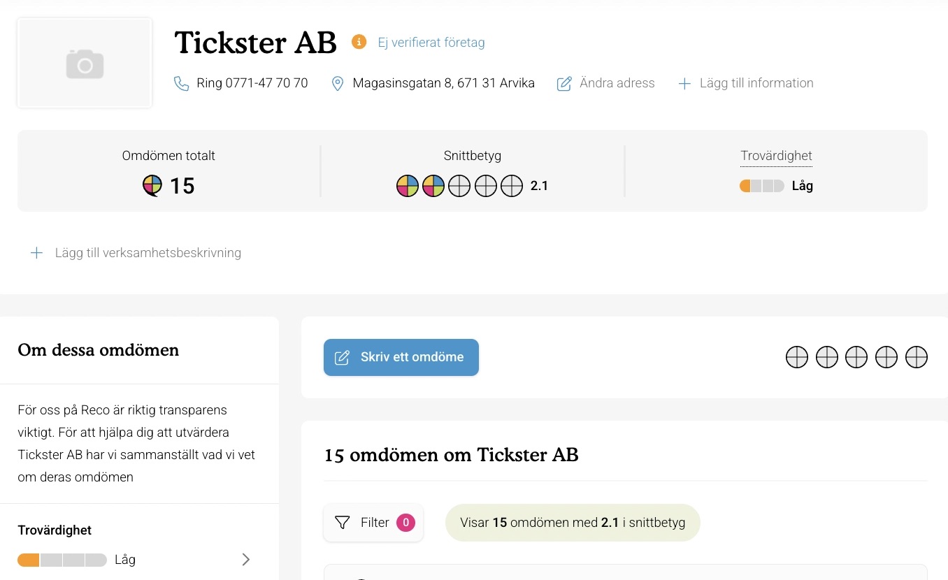 Tickster återbetalning vid inställd konsert