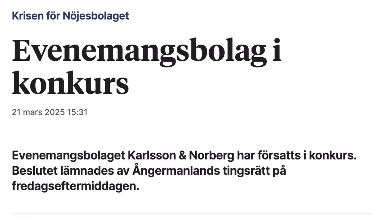 Tickster karlsson & norberg konkurs återbetalning