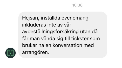 Tickster mysafety försäkring konkurs återbetalning